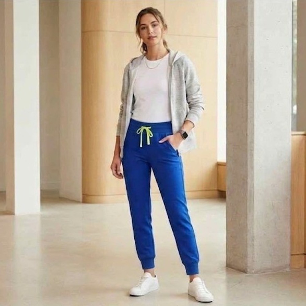 FIGS Boston Slim Tall Jogger Scrub Pants XXS Electric Blue Neon Drawstring NWT